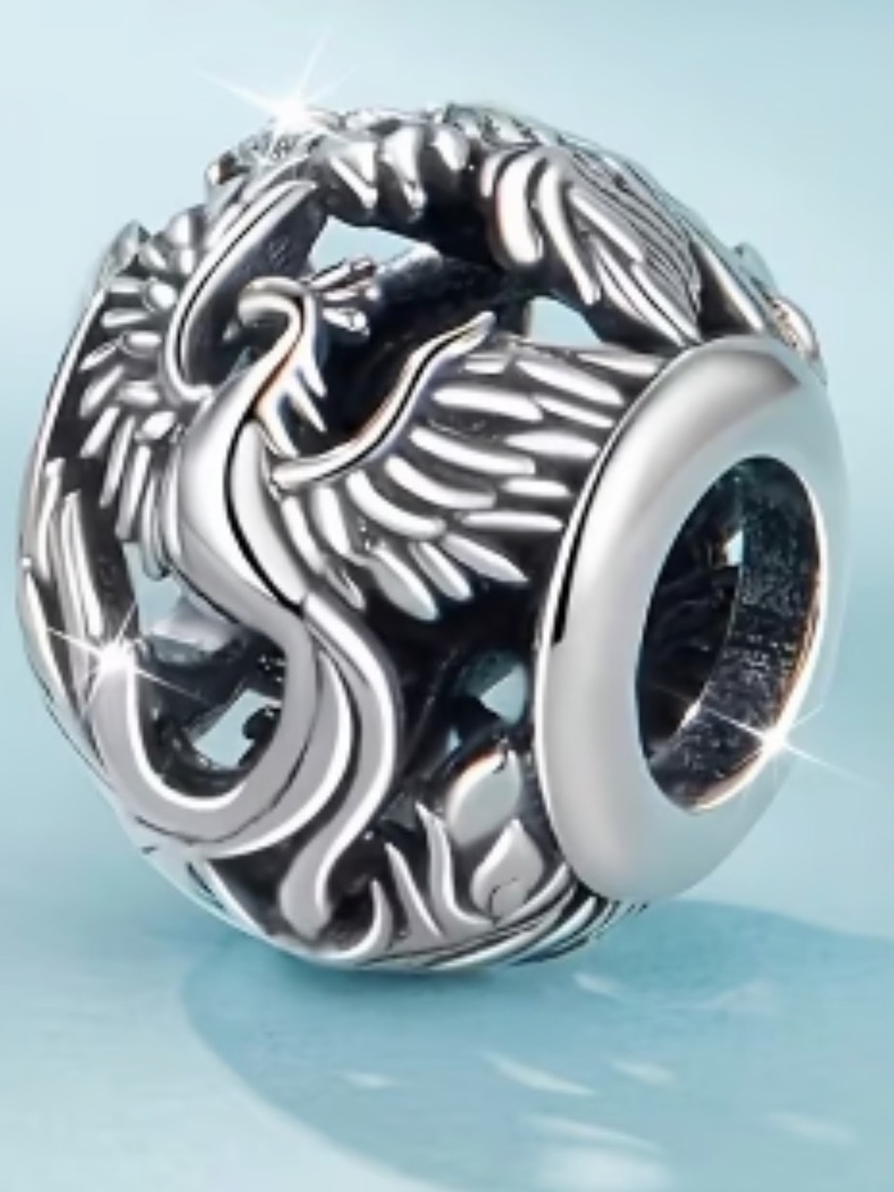 Silver Phoenix Charm Bead - Women Jewelry